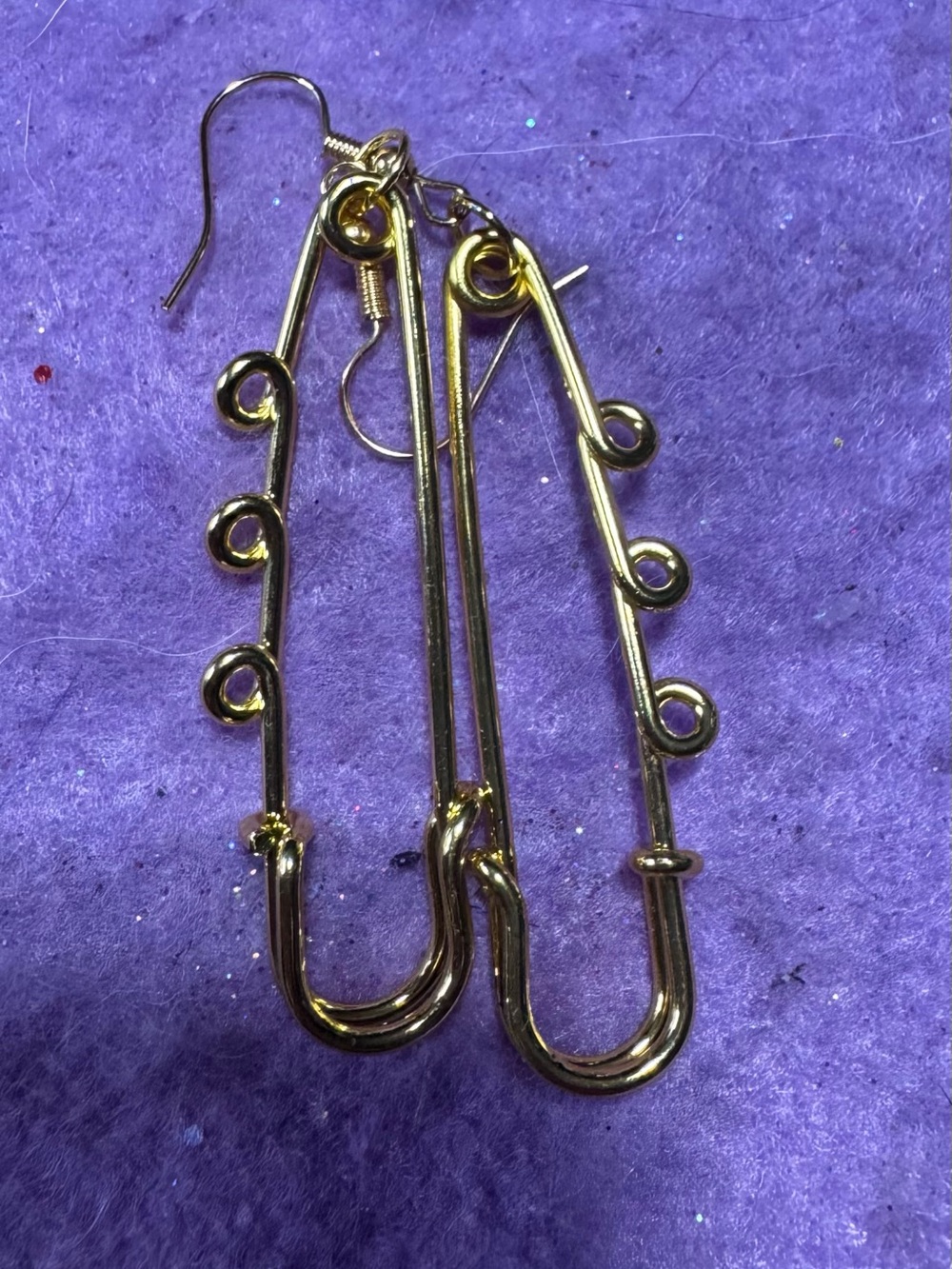 Gold Safety-Pin Style Multi-Loop Drop Earrings - Women's Jewelry